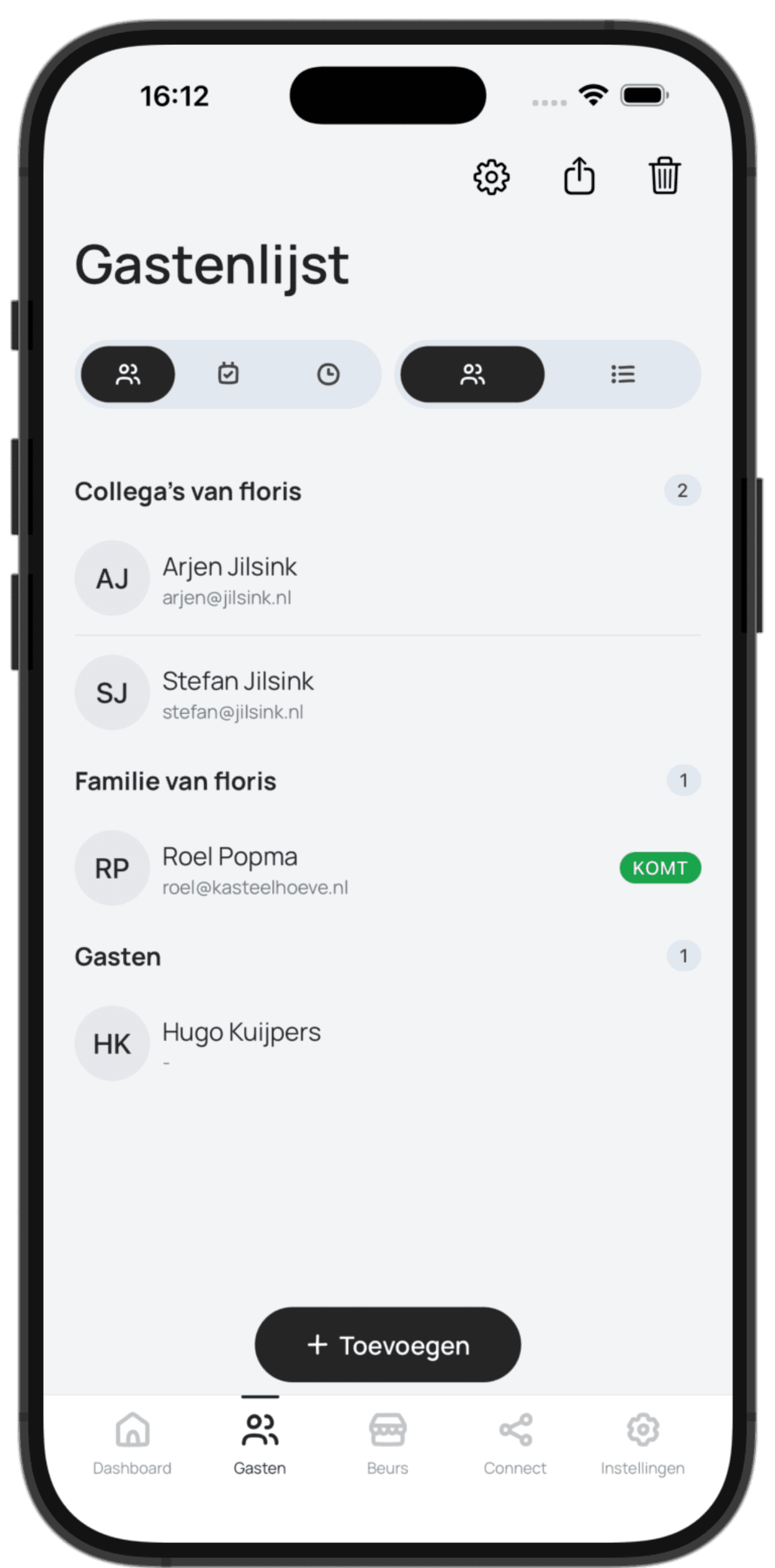 Gastenlijst en RSVP